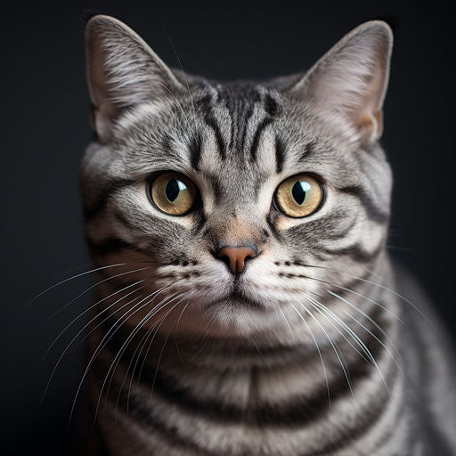 American shorthair cat closeup of the face