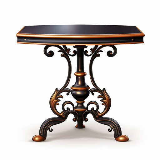 Chiaroscuro Art style clipart of a table on white background