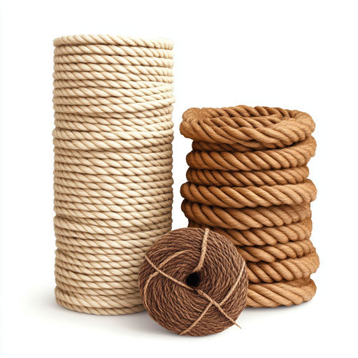 3D Rope & Twine in photo realistic style with a flat white background, isolated clipart