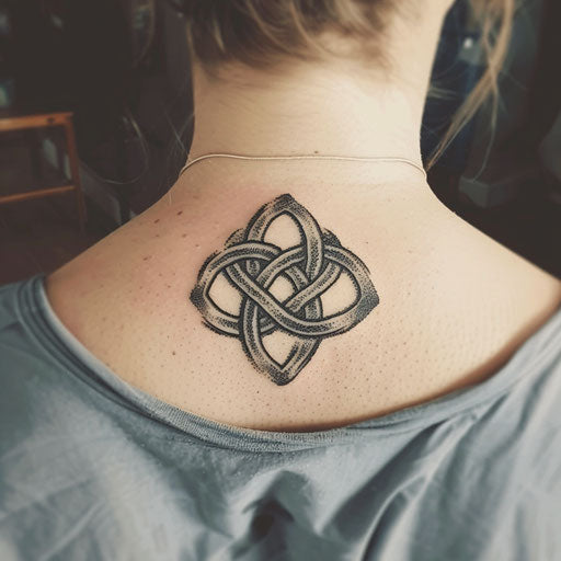 Bold Celtic knot tattoo on white background