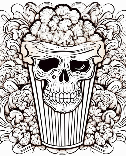 Popcorn box coloring page, captivating Indian pop culture