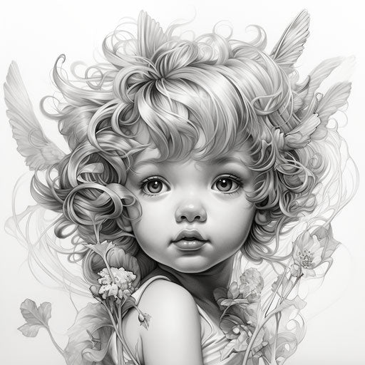 A baby hair fairy coloring pages, captivating style