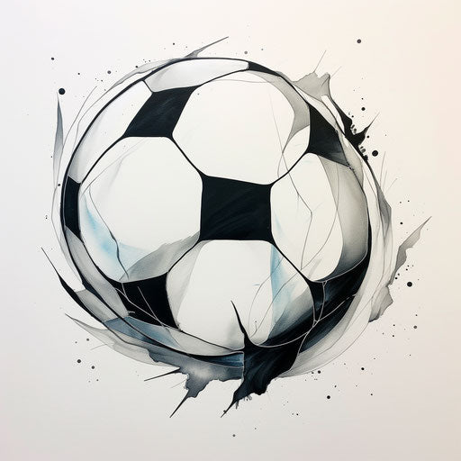 Drawing of a football ball in bold black outlines, seapunk