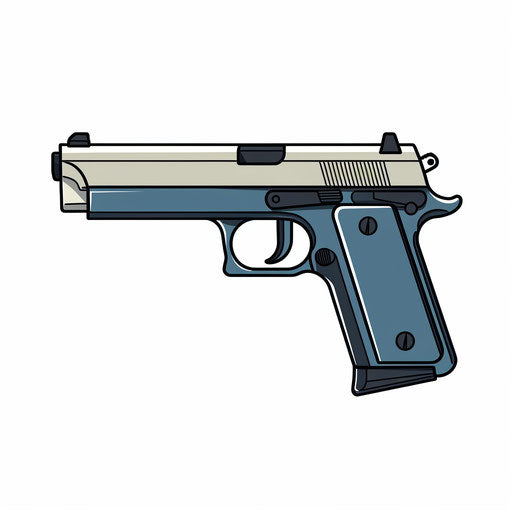 Minimalist Gun Illustration on White Background