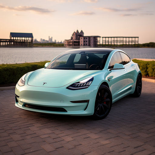 Electric car seafoam blue