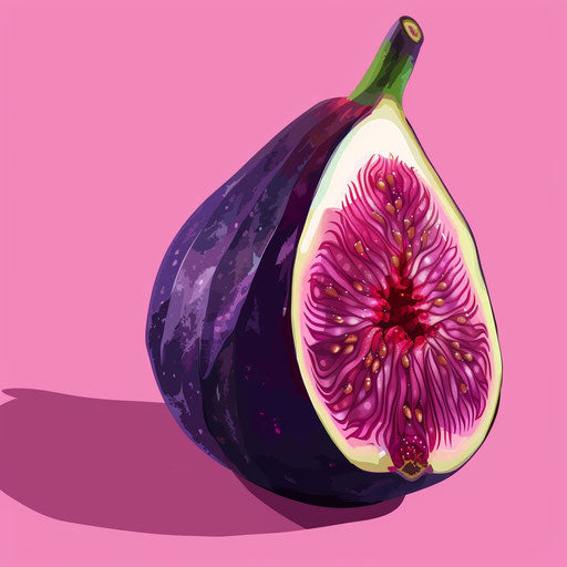 Fig clipart on bright magenta background with detailed textures