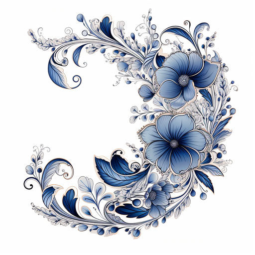 Paisley design frame, hand drawn flowers