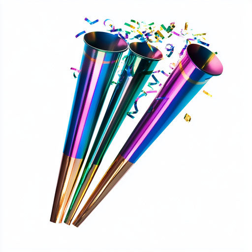 Realistic clipart of a party horn, high resolution, isolated