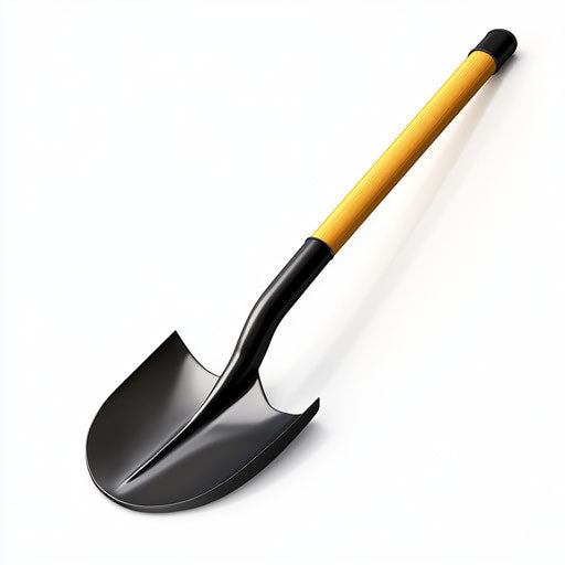 3D shovel on white background, realistic clipart
