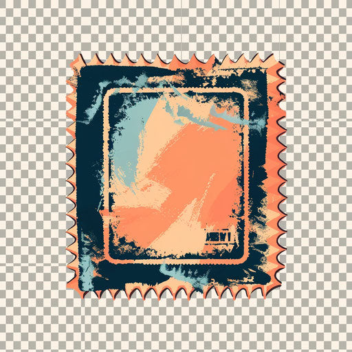 Stamp clipart in photorealistic style with a flat random background, vibrant tones and enhanced clarity