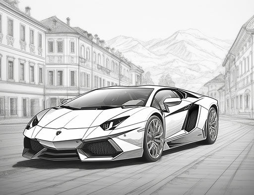 Lamborghini coloring car black furniture style luminous shadows