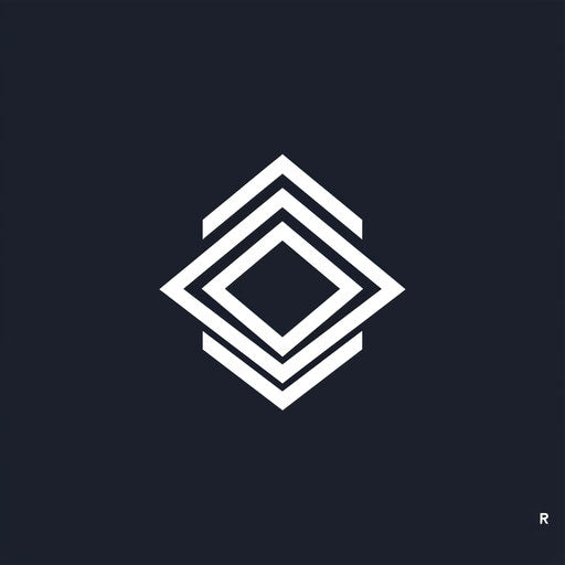 Clean symmetrical logo with geometric stability patterns