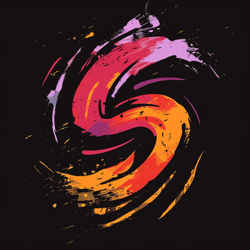 Bold and dynamic logo on high-contrast background, strong colors