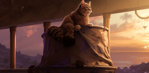 A big cat on a scratching post at home