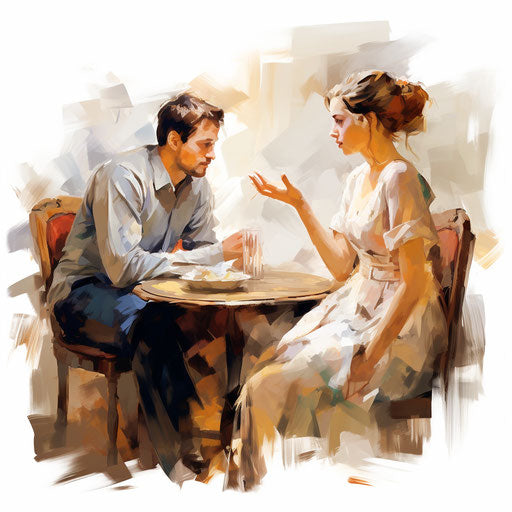 Illustration of conversation in the style of Oil painting