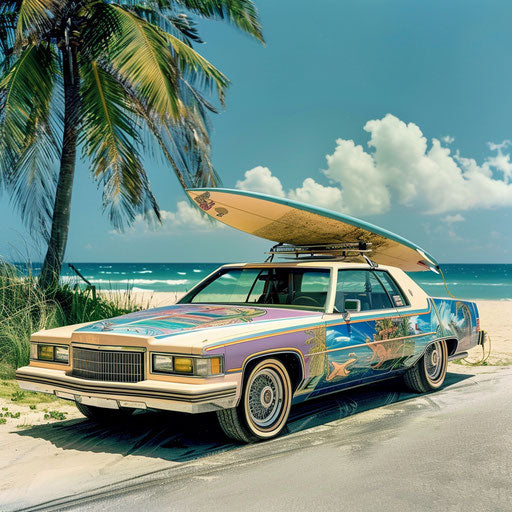 Luxury car at the sunny beach