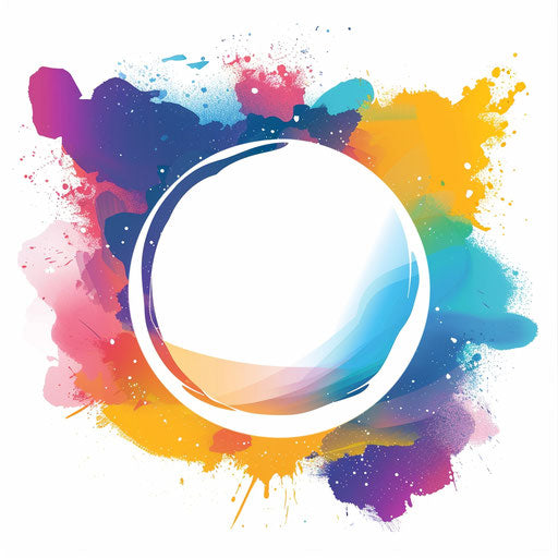Abstract logo design art in white on colorful splash