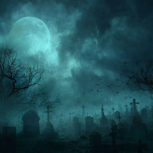 Haunting Graveyard Scene in the Mist