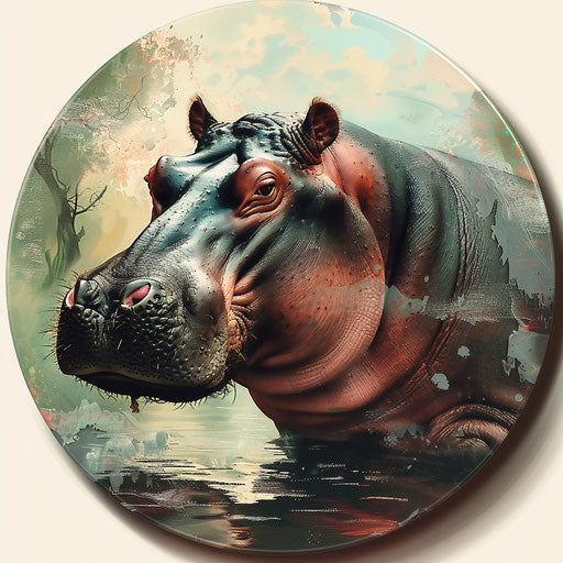 Realistic hippopotamus clipart with random background