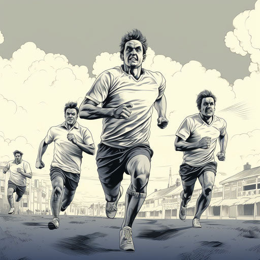 Classic football players running on the field