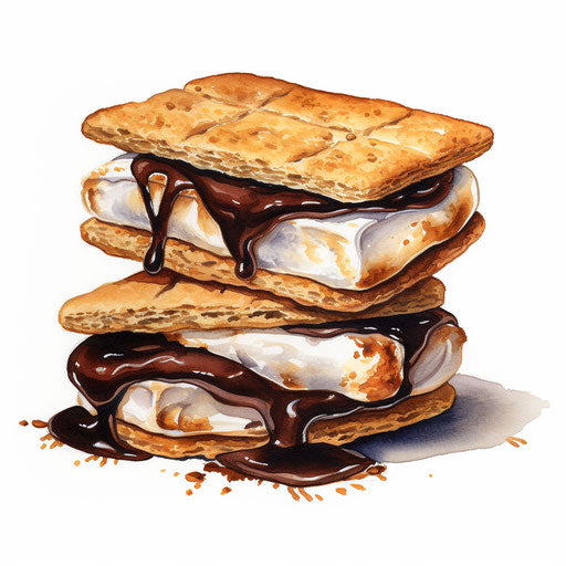 Smores illustration in the style of Chiaroscuro Art, on white background