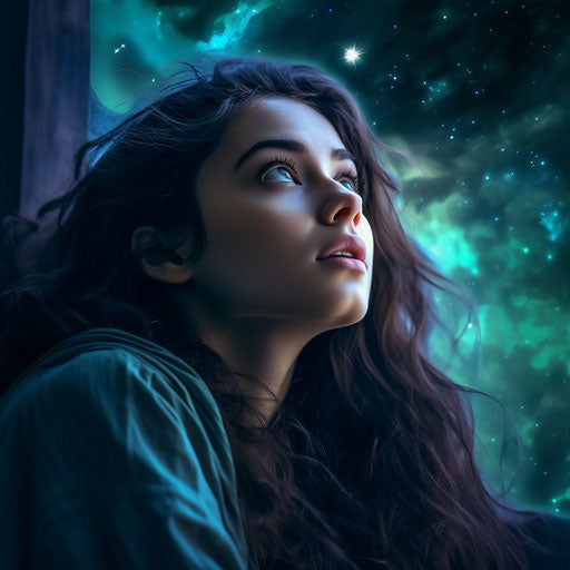 Captivating stars with a girl looking through