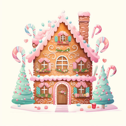 Gingerbread house in Pastel Colors Art style