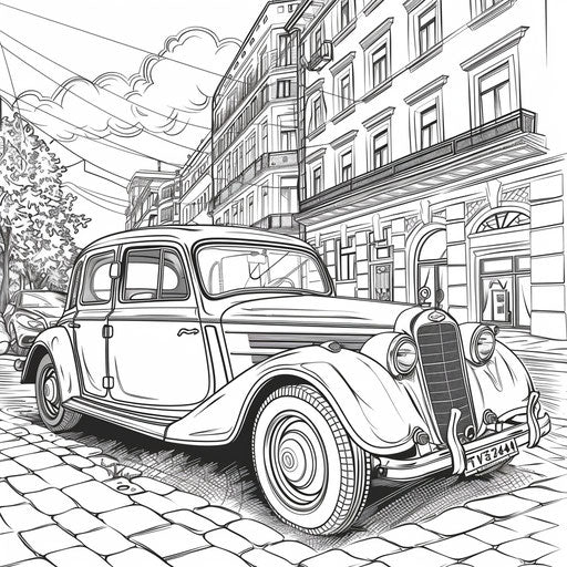 Classic vintage car parked on a city street