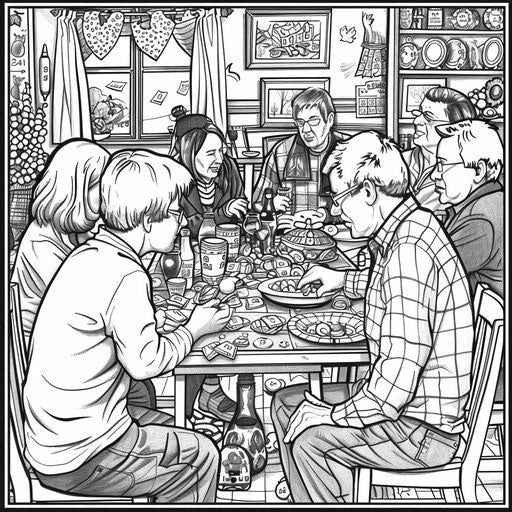 Community bingo night for all ages. Coloring page