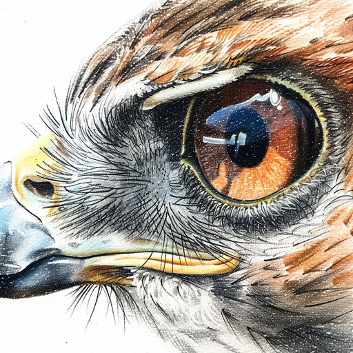 Photorealistic hawk's eye tattoo design with intense detail
