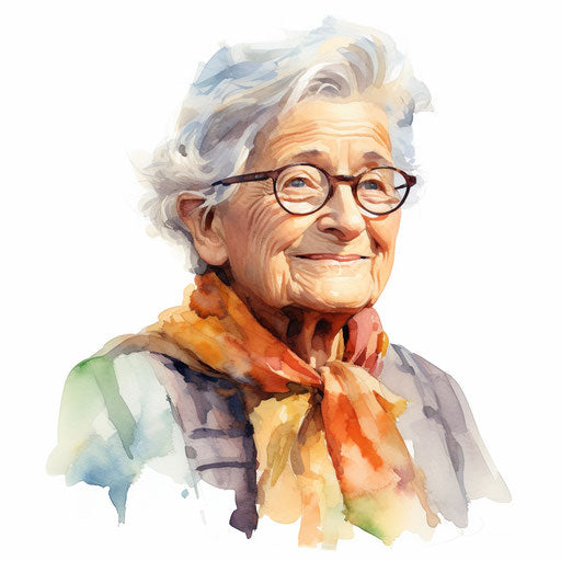 Grandma clipart in the style of Impressionistic Art