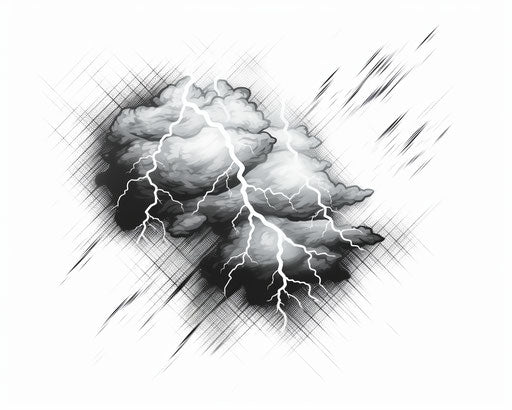 Lightning icon, isolated lightning storm on transparent background