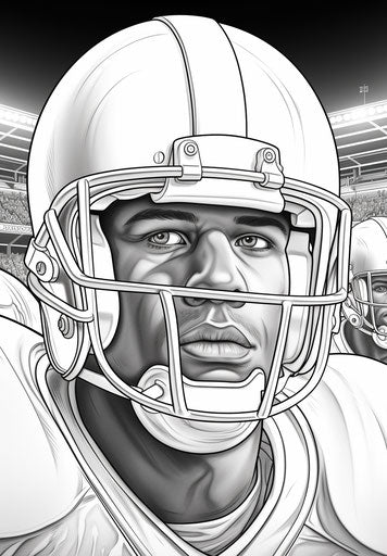 Football player coloring, colorful skies, spirited portraits