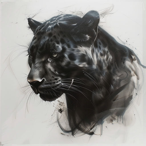 Hyper-realistic panther tattoo design on smooth white canvas