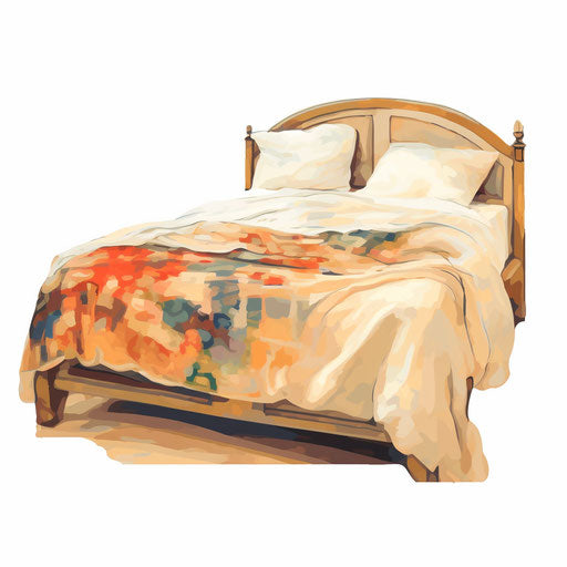 Impressionistic bed clipart on white background