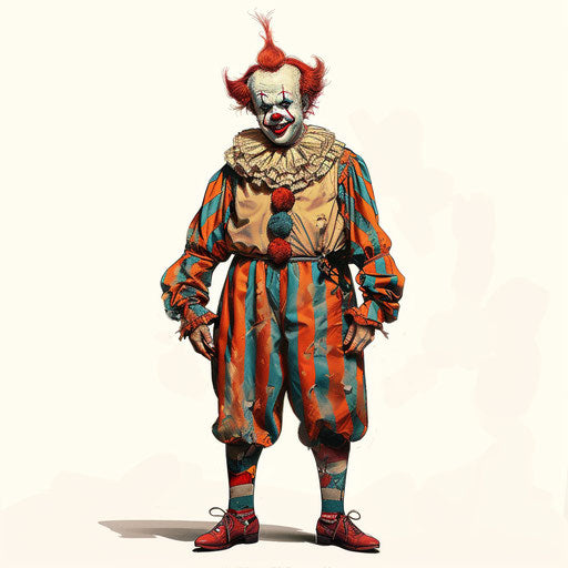 Clown clipart in realistic style on flat white background