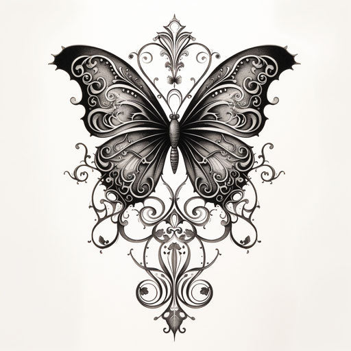 Butterfly on lace tattoo design