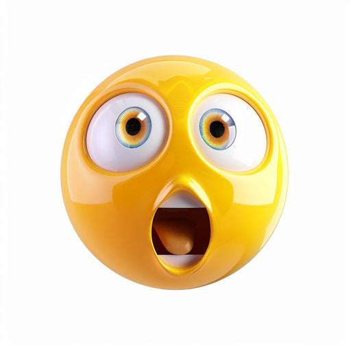 Incredibly surprised emoji clipart on white background