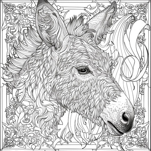 Intricate illustration of a donkey with ornate lines