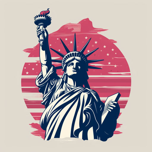 Symbol of liberty and flag, bold graphic style