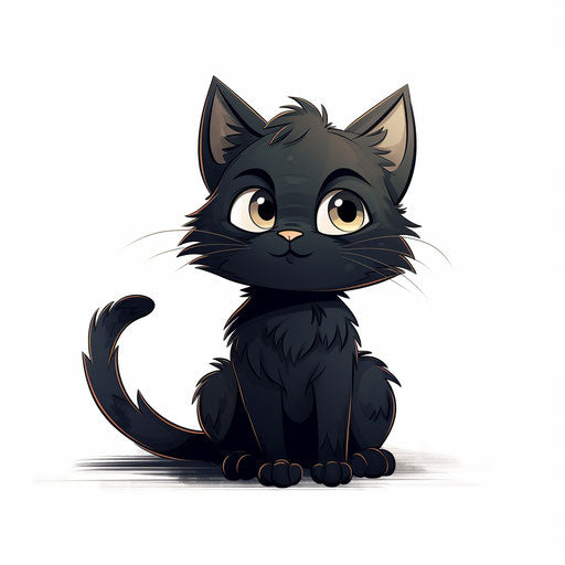 Cat cartoon in Chiaroscuro Art style, on white background