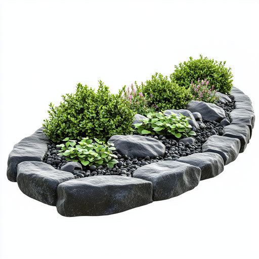 Realistic garden bed edging clipart, high resolution