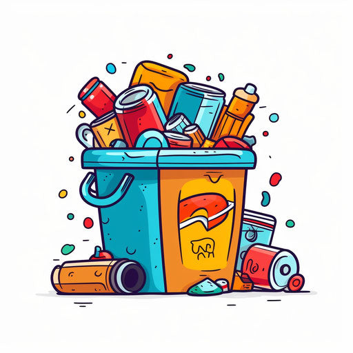Minimalist style garbage clipart, on white background