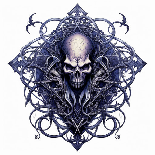 Ancient gothic design with a pentagram, metalcore style, visual harmony