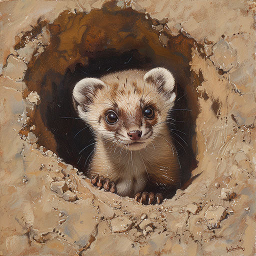 Young black-footed ferret explores outside world