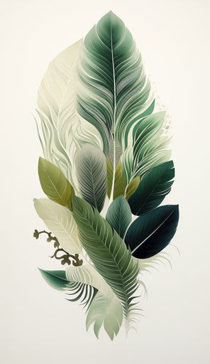 The shaman's green feather in pencil illustration