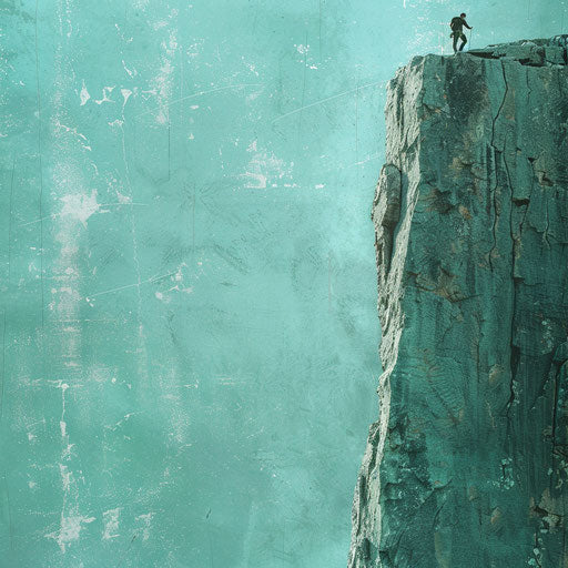 Realistic climbing clipart on serene aqua background