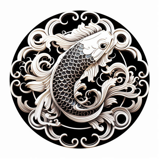 Yin fish symbol, east-west fusion, realistic yet stylized