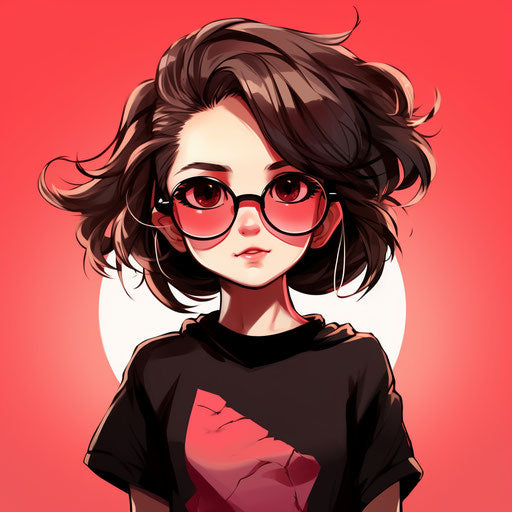 Anime girl with sunglasses and red shirt