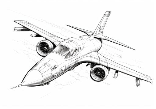 Outline of the aircraft in meticulous and minimalist style